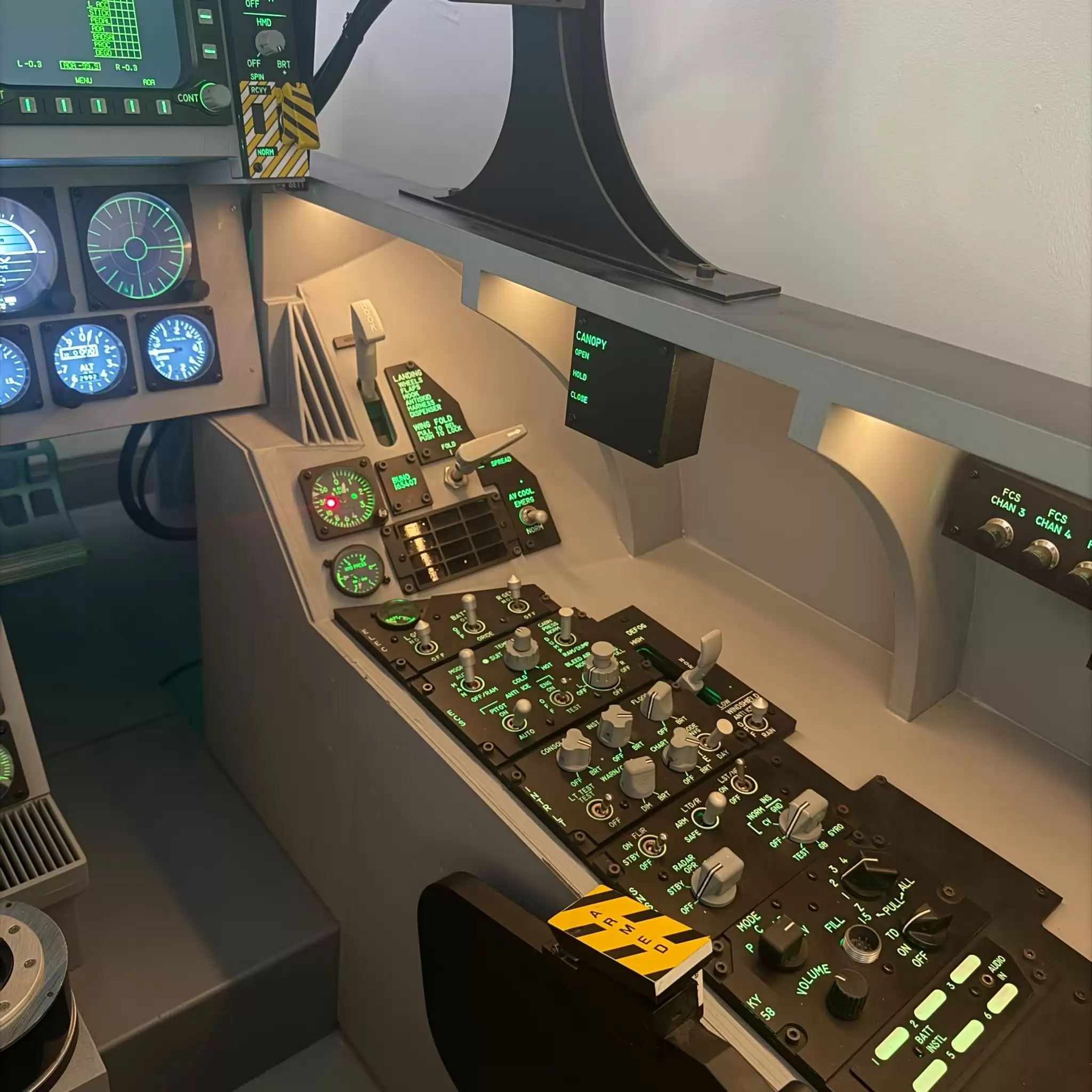 F/A-18 fighter cockpit simulator at Diss Simulator Centre, view 6