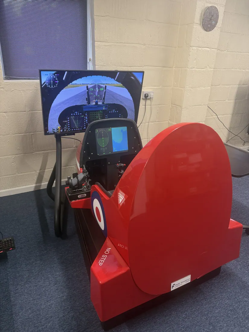 Red Arrows-style jet cockpit at Diss Simulator Centre